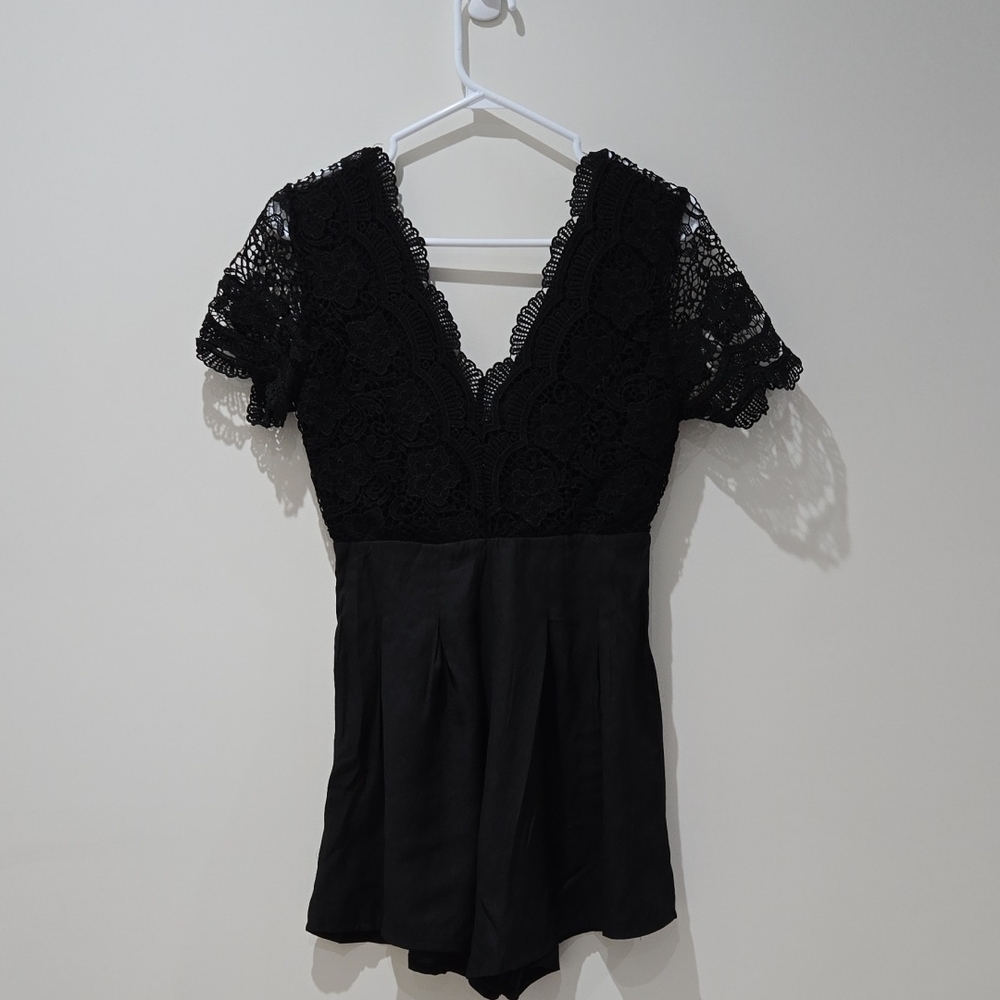 Elegant Black Lace Romper